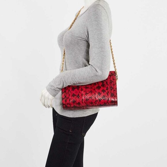 Gucci Red Snakeskin Ophidia Small Shoulder Bag - Picture 3 of 11